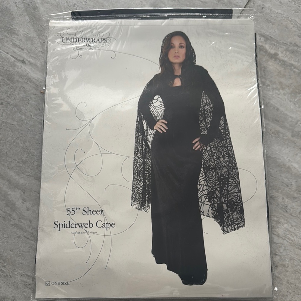 Underwraps Black Spiderweb Cape